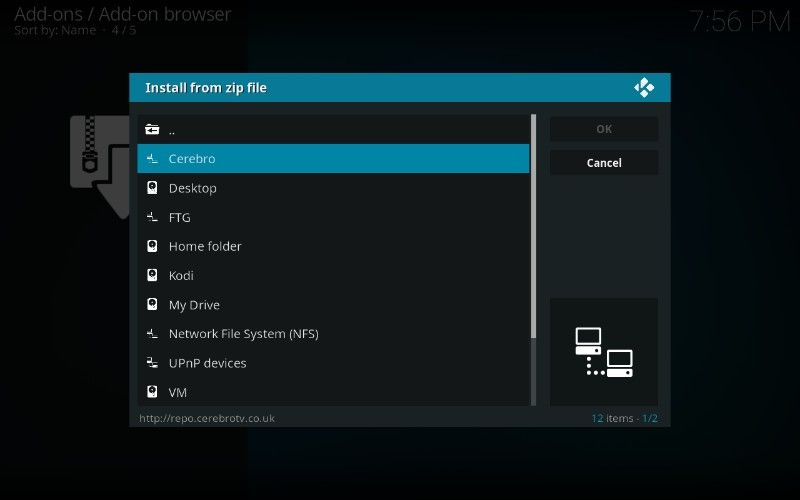 install cerebro tv repo from zip file