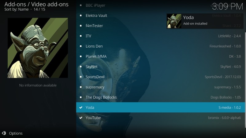 how to install yoda kodi addon