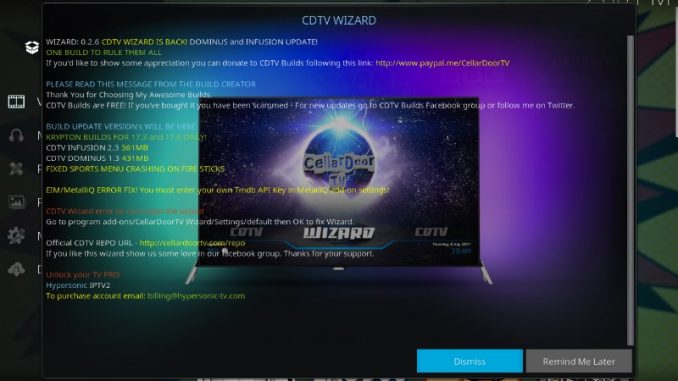 How to Install CellarDoor TV Build on Kodi 17.6
