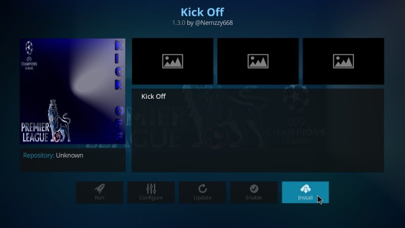 install kick off kodi addon