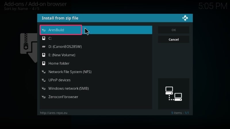 how to install ares wizard kodi