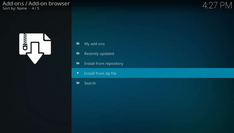 install from zip file kodi