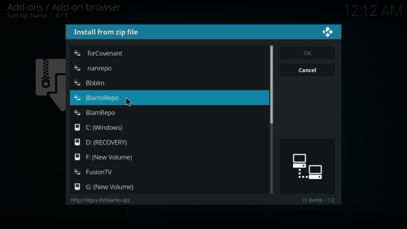 install blamo repo for uranus kodi addon