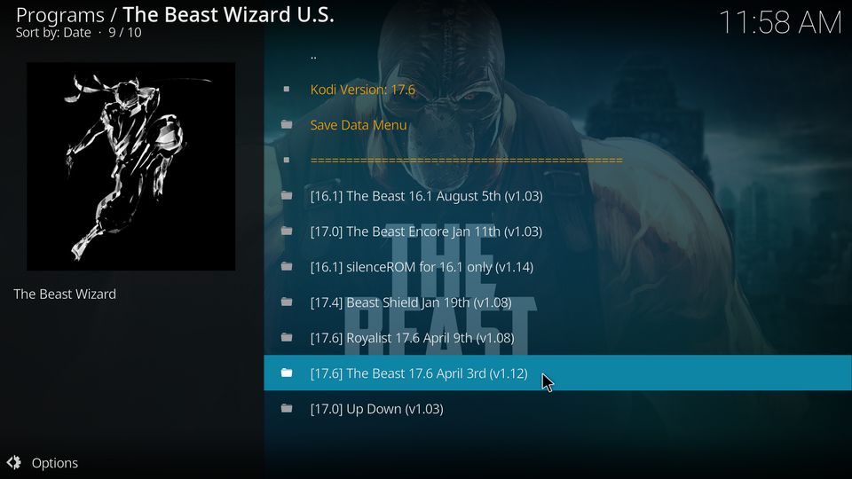 install the beast on kodi