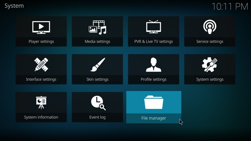 kodi settings menu