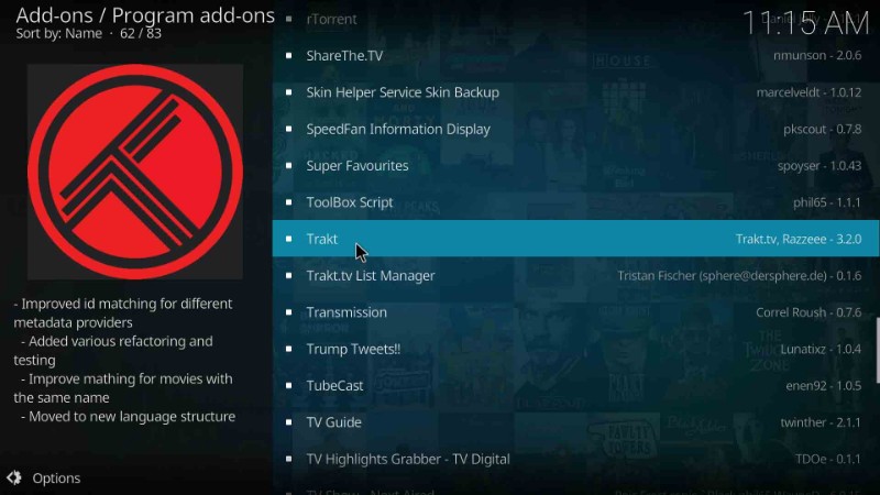 how to get trakt on kodi