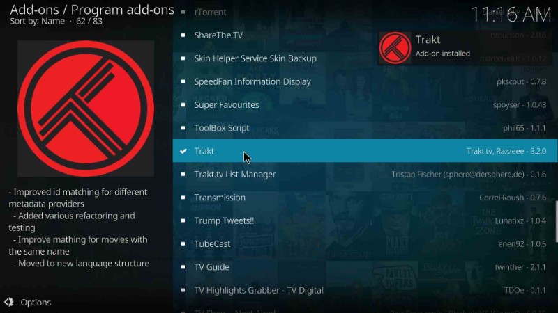 trakt for kodi