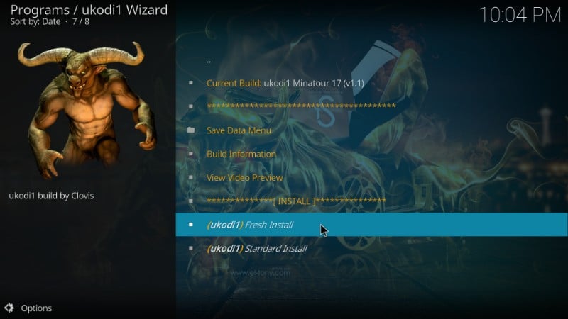 fresh install UKodi1 Builds