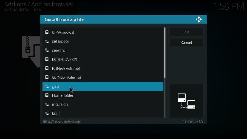 Gaia kodi addon