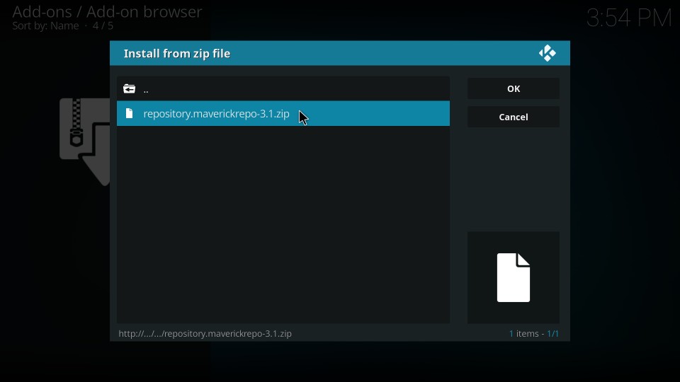 copy and paste kodi addon zip file