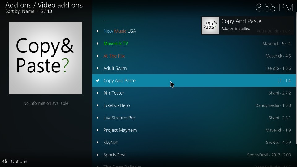 kodi copy and paste addon 
