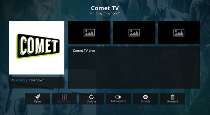 Comet TV Kodi Addon