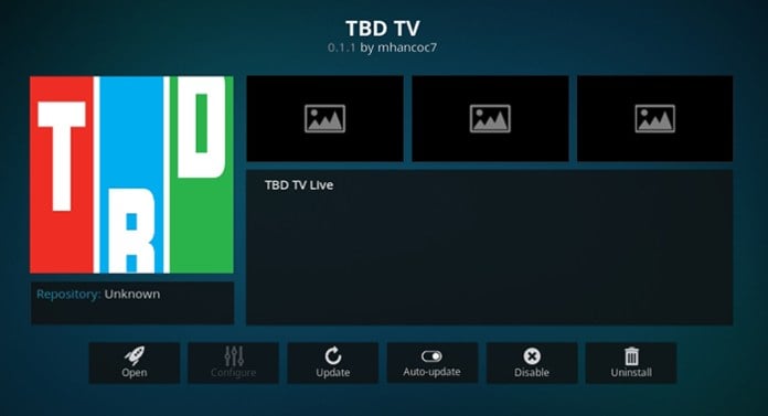 TBD TV Kodi Addon