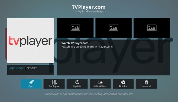 TVPlayer Kodi Addon