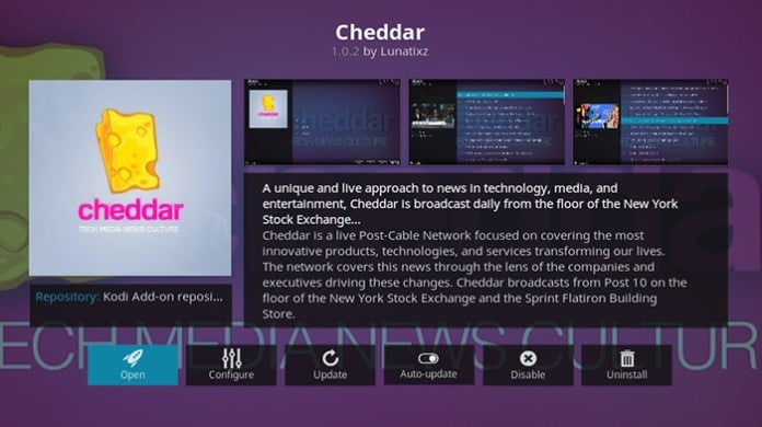 Cheddar Kodi Addon