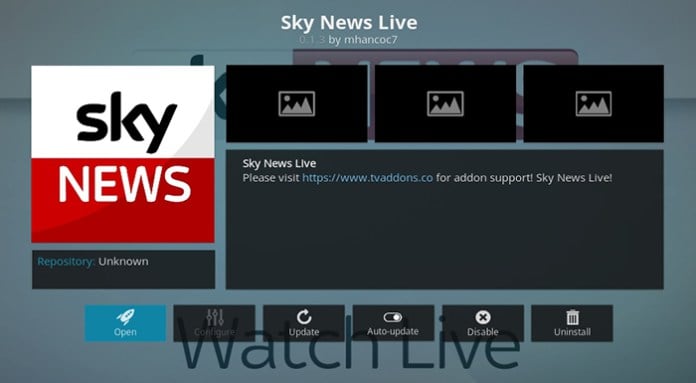 SkyNews Live Kodi Addon