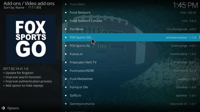 Fox Sports Go Kodi Addon - Fox Sports