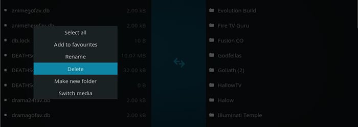 Kodi Delete Button