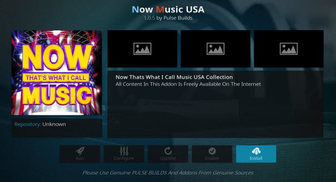 Now Music USA Addon Guide