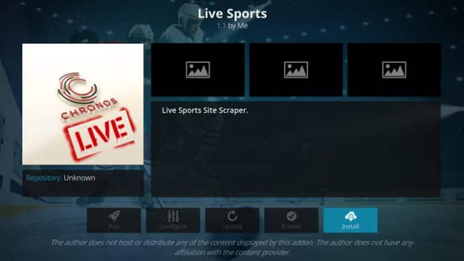 Chronos Live Sports Addon Guide