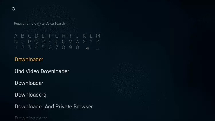 Search for Downloader app