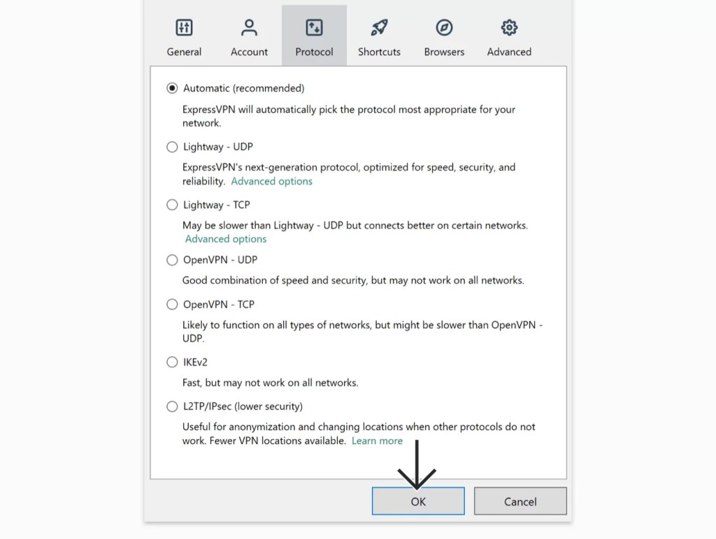 Change VPN protocol to fix ExpressVPN not working on Firestick