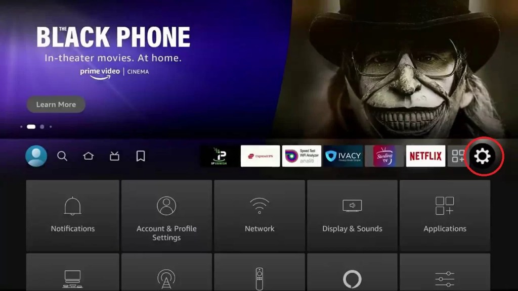 Tap the Settings icon on Firestick 